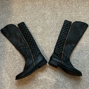 Steve Madden black riding boots with quilted pattern